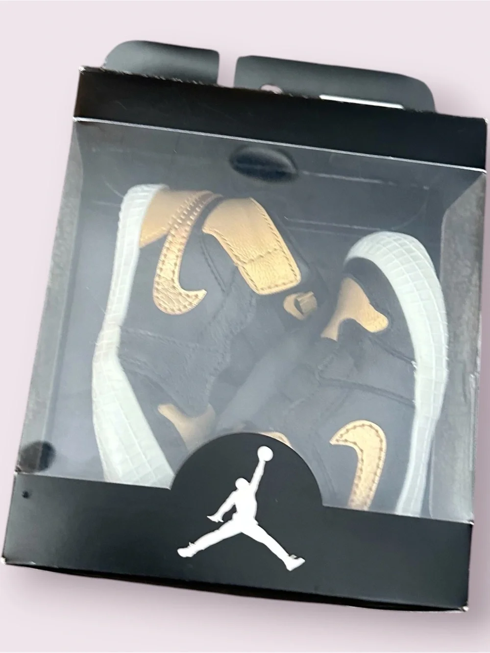 New In Box Nike Air Jordan 1 Crib Bootie Sneakers in Black and Gold Size 4C